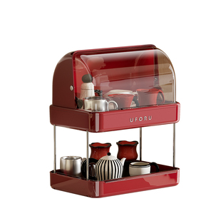 杯子收纳置物架圣诞桌面双层水杯咖啡杯茶杯防尘杯架托盘杯具架子