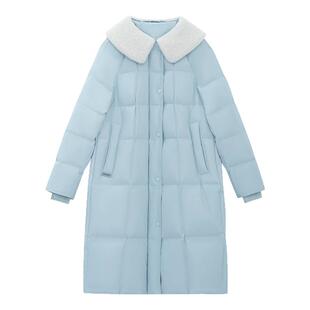 雪中飞长款羽绒服女款冬季2025新款韩版气质温柔羊羔毛领保暖外套