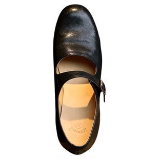 Mantova曼托瓦手工真皮女鞋复古玛丽珍鞋黑色小皮鞋一字扣单鞋女