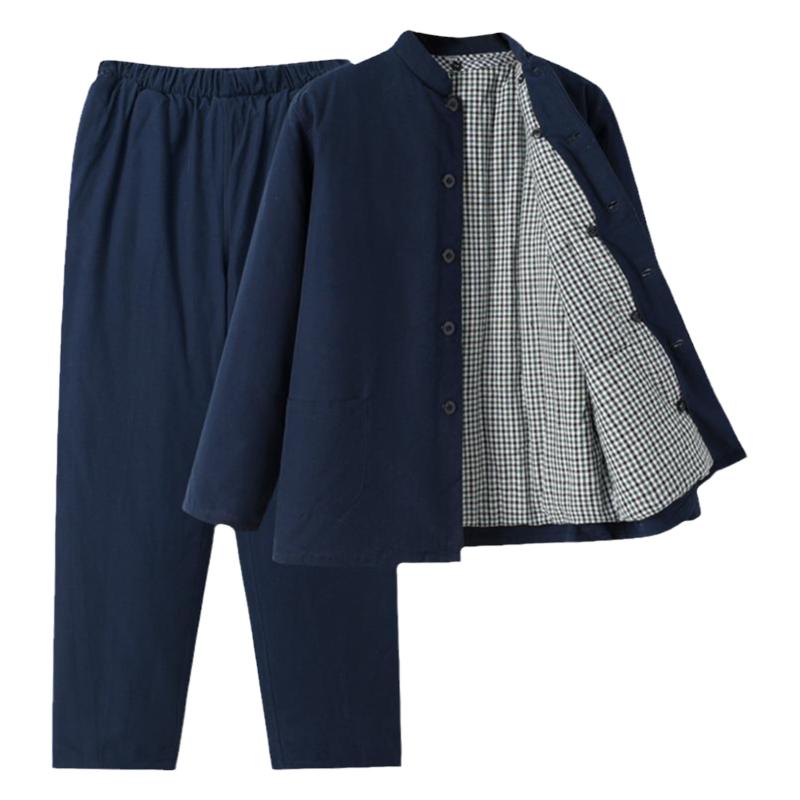 老式手工棉花棉袄棉裤套装加厚中老年棉衣男中式棉服男款冬季爸爸