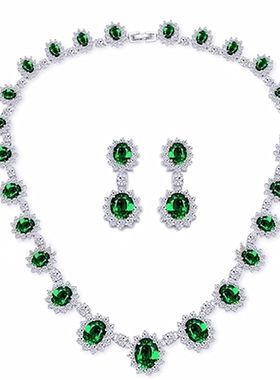 气质新娘锆石项链耳环礼服配饰