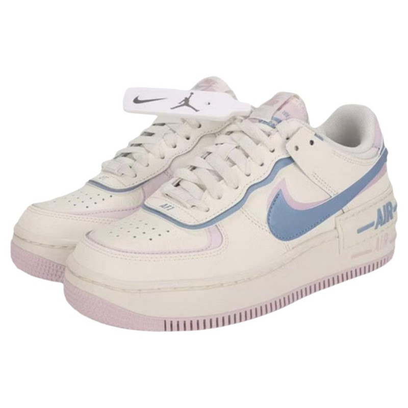 Nike耐克空军一号女鞋白蓝粉AF1双勾厚底低帮休闲板鞋DZ1847-117