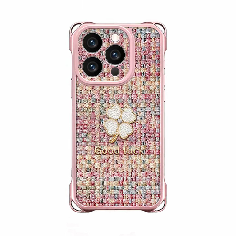 小清新幸运四叶草适用苹果17promax手机壳新品高级感iPhone16/15网红爆款手机壳14/13四角挂绳防摔保护套女生