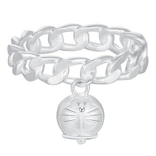 潮宏基哆啦A梦s925银戒指银饰戒圈指环萌趣可爱少女生日礼物