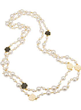 双层叠戴山茶花项链女长款