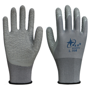 【防滑】星宇L508舒适透气耐磨乳胶皱纹户外保暖胶皮劳保工作手套