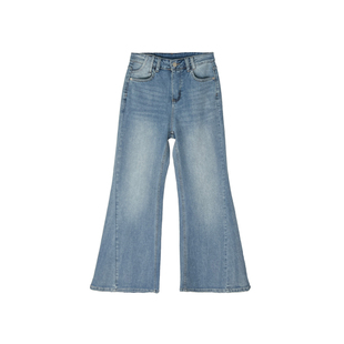 无di显瘦!~双线包边直筒喇叭裤女早春新款百搭高腰弹力牛仔裤子