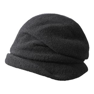 新款洋气黑色渔夫帽女士秋冬羊毛呢冷帽卷边帽子时尚保暖女款冬帽