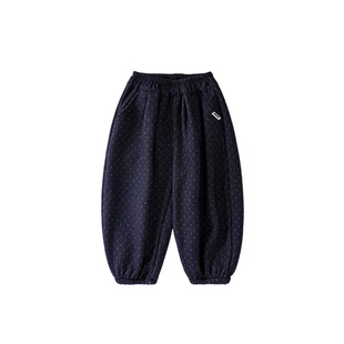 皇室童缘男童波点束脚裤2025冬季新款宝宝加厚长裤儿童百搭裤子