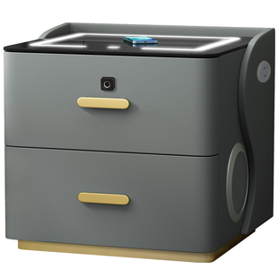 智能床头柜皮质简约现代轻奢无线充电蓝牙音响带锁多功能床边柜