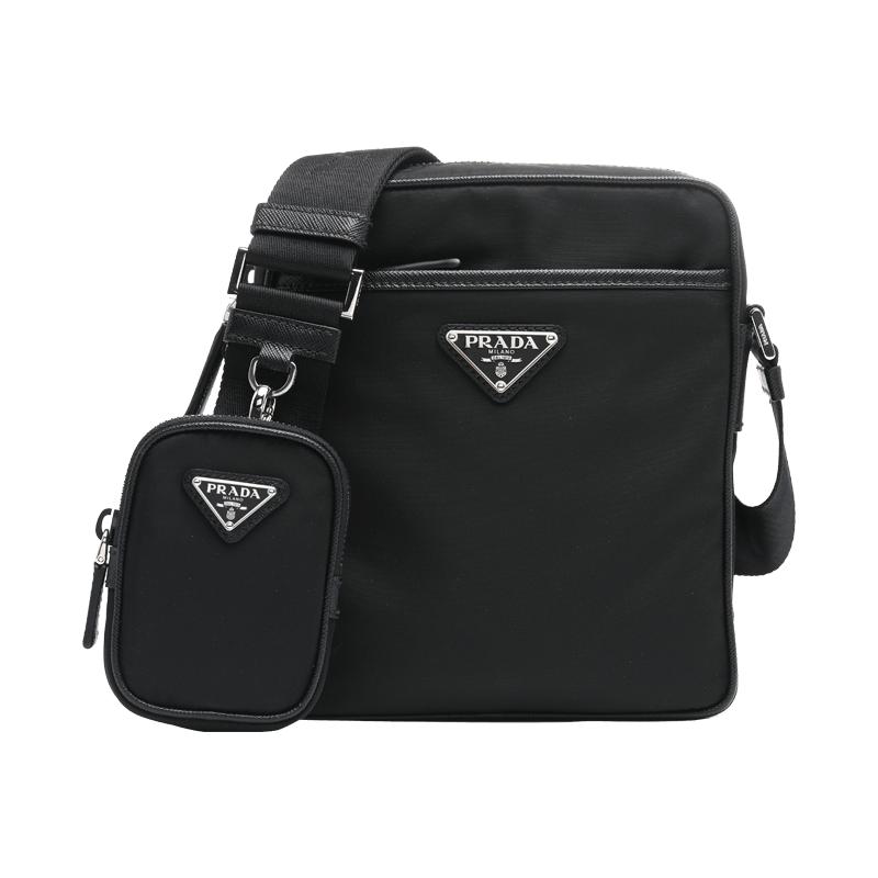 【自营】Prada/普拉达男士三角logo徽标二合一尼龙单肩包斜挎包