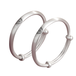 银手镯999足银宝宝手镯纯银生肖儿童手镯女一对婴儿周岁满月礼