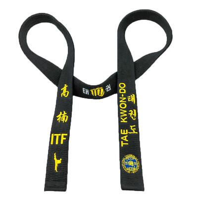 ITF国际道跆拳道带黑带绣字刺绣
