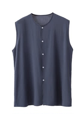夏季棉绸男士大码薄款开衫背心