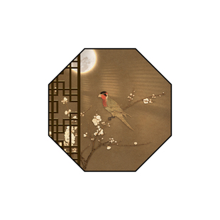 古风窗格玄关装饰画复古花鸟壁画茶室背景墙画客厅走廊过道挂画