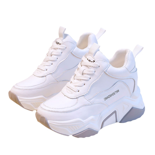 真皮小白鞋女内增高2026新款春季百搭休闲8cm增高厚底炸街老爹鞋