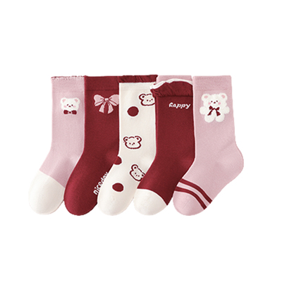 女童袜子春秋冬季精梳棉中筒棉袜