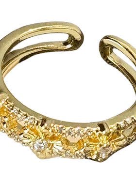 金色滴釉十字架戒指女叠戴食指戒