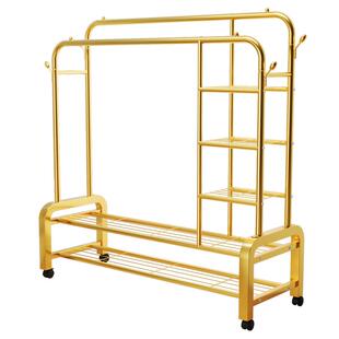 简易衣帽架双杆式晾衣架落地室内房间挂衣架子家用卧室衣服收纳架