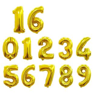 金色银色16寸生日数字气球场景装饰商场开业布置百天派对学校教室