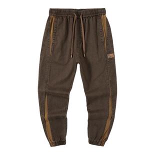 工装裤子男春季2026新款美式复古拼接束脚裤宽松弹力休闲裤男款潮