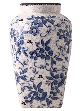 复古中式冰裂纹青花瓷陶瓷花瓶感家居装饰水培花瓶摆件