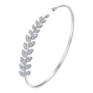 伊泰莲s925银手镯女友生日礼物精致叶子植物元素清爽简约时尚手饰