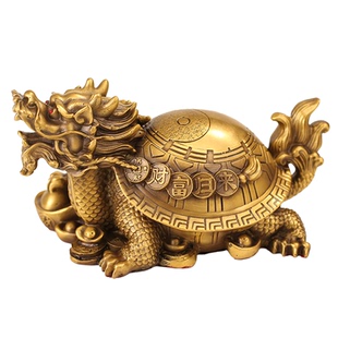 纯黄铜披甲金钱八卦龙龟龙头龟铜制特大号赑屃霸下家居工艺品摆件