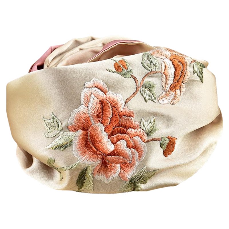 非遗蜀绣芙蓉真丝围巾送朋友礼品