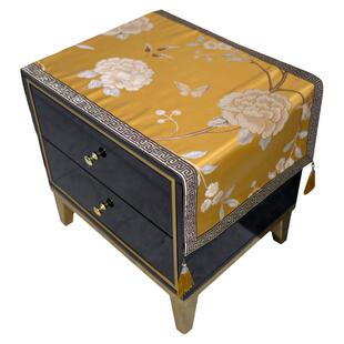 床头柜盖布桌布斗柜万能盖布蓝金色中式玄关柜盖巾冰箱空调防尘罩