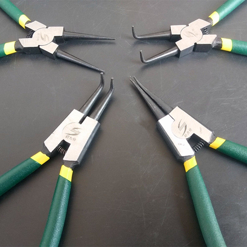 弹簧安装拆卸夹持手动工具7寸9寸13寸卡簧钳弯头轴用钳