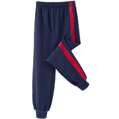 冬加绒加厚校服裤子宽红杠运动裤