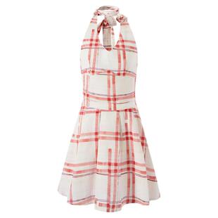 【沈月同款】ablueberry红色格纹挂脖裙中长款复古辣妹吊带连衣裙