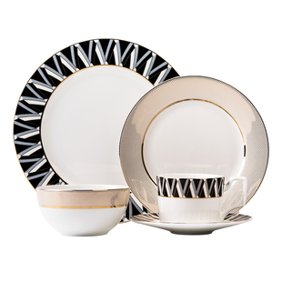 北欧轻奢家用骨瓷盘子碟子餐具深盘套装创意平盘欧式西餐牛排餐盘