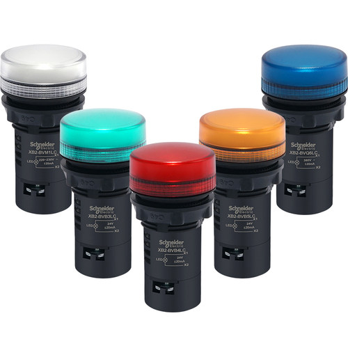 施耐德按钮指示灯LED绿色信号灯XB2BVB3LC VM4LC红色蓝白黄AC220V