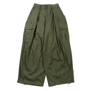 日系 高街阔腿宽肥 复古工装出口日单四季纯棉薄料松紧腰男女长裤