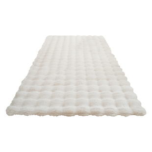 奶油风兔毛绒地毯米白纯色高级感地垫卧室加厚泡泡绒床边毯可机洗