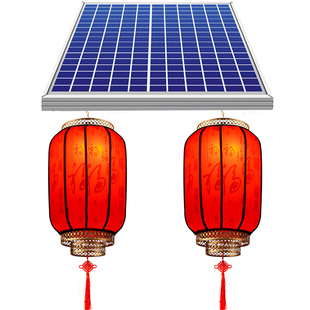 2026太阳能红灯笼大门口新年装饰防水结婚灯笼一拖二户外庭院别墅