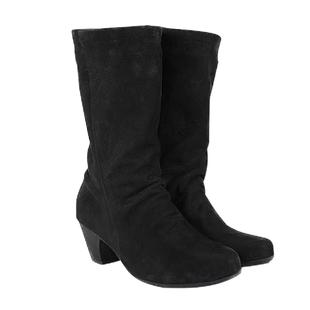 法国品牌清仓处理雅氏女鞋中筒女靴粗高跟真皮舒适靴子加绒女5GQ1