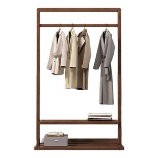 胡桃木衣架门口小型多功能实木衣帽架鞋架一体卧室家用落地挂衣架