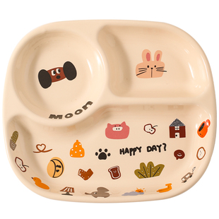 川岛屋分格餐盘大人一人食餐具家用早餐分餐盘子高颜值米饭碗面碗