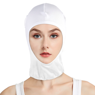 高弹内帽食品加工厂白色头套护脖包头透气帽子男女同款防掉发松紧
