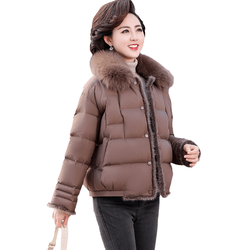 洋气妈妈冬装短款羽绒服外套加厚