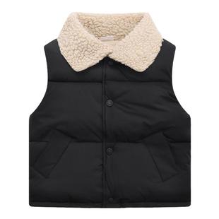 儿童马甲女童马夹秋冬羊羔毛领加绒加厚背心2025冬季外穿小坎肩冬