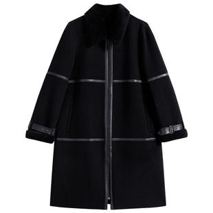 【100绵羊毛】YINER音儿专选女装冬季中长款保暖毛领大衣厚实外套