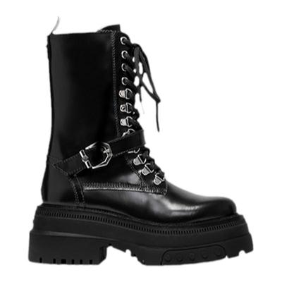 BLOCCO5金属皮带扣侧拉链马丁靴