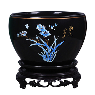 新款花盆陶瓷大号清仓带底座桌面阳台兰花绿萝吊兰蝴蝶兰花多肉盆