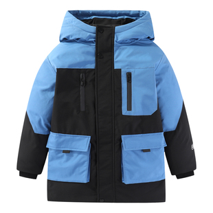 雪中飞kids童装儿童羽绒服冬季新款洋气男童中大童拼接工装羽绒服