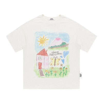 陈奕恒 EMPTY REFERENCE 童趣插画印花薄款透气清凉竹节棉短袖T恤