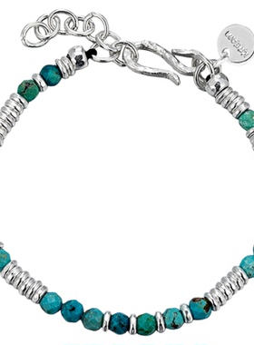 KREAM 925银 绿松黑玛瑙银珠手链男女